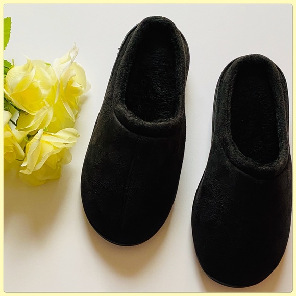 NWOT Ladies Black Plush Suede Clog Slippers HP - Picture 3 of 7